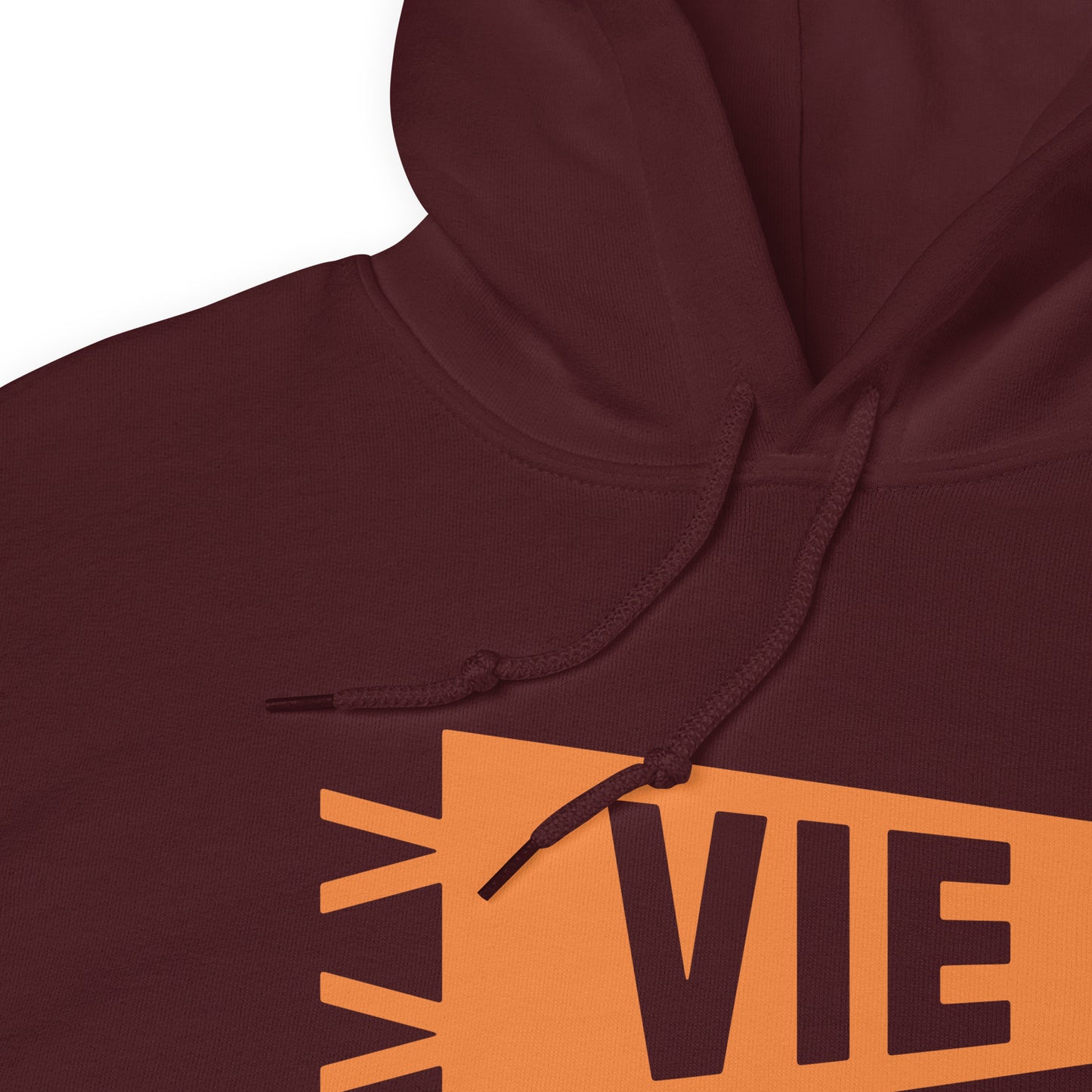 Airport Code Unisex Hoodie - Orange Graphic • VIE Vienna • YHM Designs - Image 06