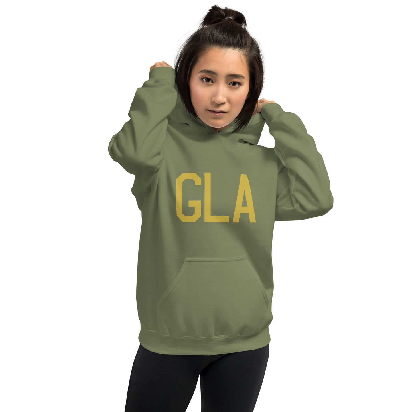 Aviation Gift Unisex Hoodie - Old Gold Graphic • GLA Glasgow • YHM Designs - Image 09