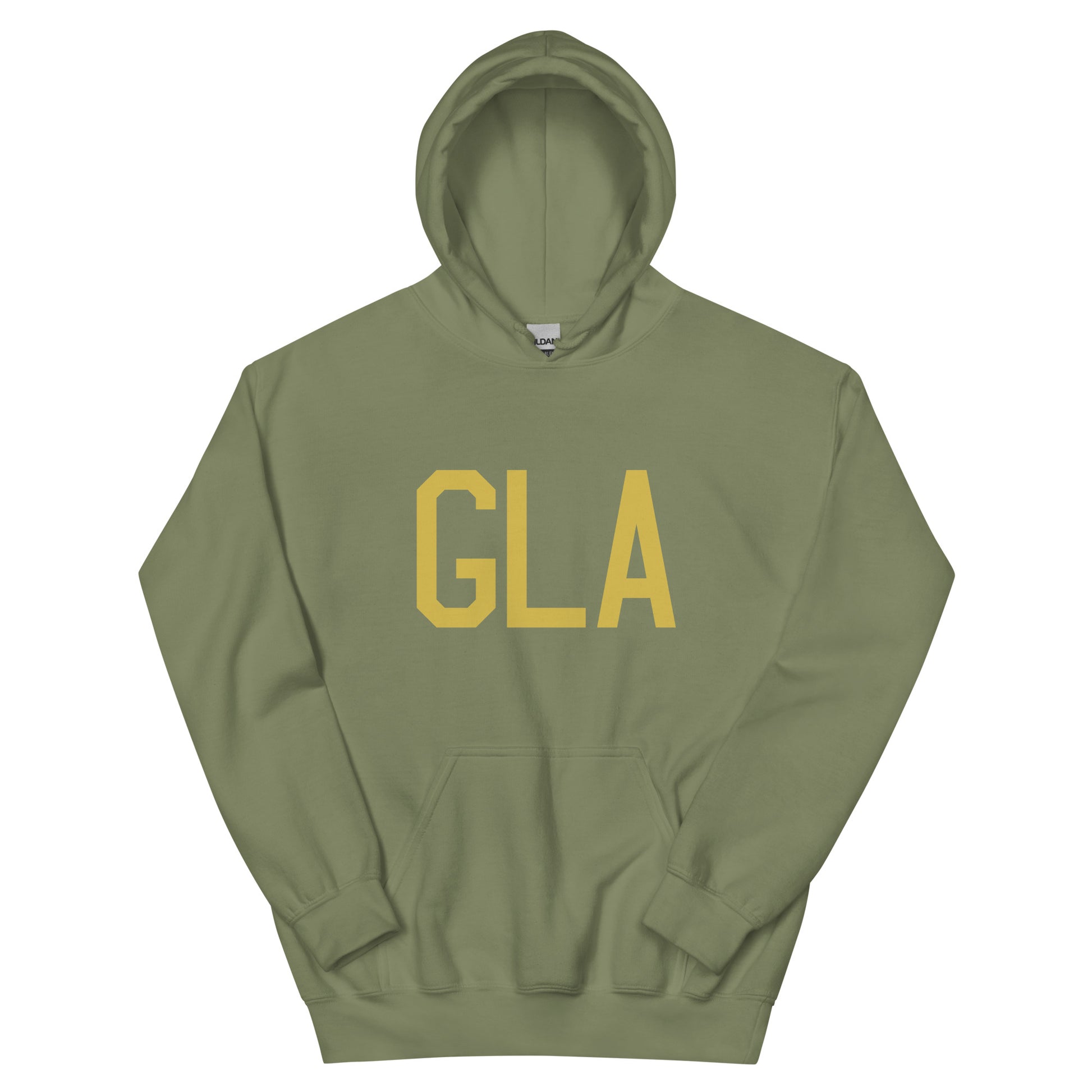 Aviation Gift Unisex Hoodie - Old Gold Graphic • GLA Glasgow • YHM Designs - Image 02