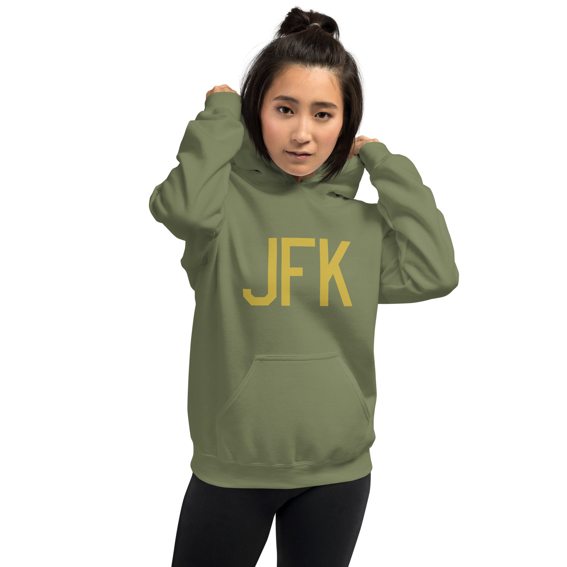 Aviation Gift Unisex Hoodie - Old Gold Graphic • JFK New York City • YHM Designs - Image 09