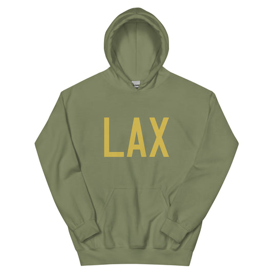 Aviation Gift Unisex Hoodie - Old Gold Graphic • LAX Los Angeles • YHM Designs - Image 02