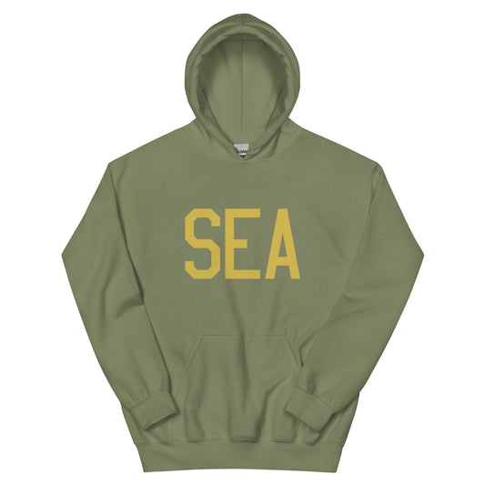Aviation Gift Unisex Hoodie - Old Gold Graphic • SEA Seattle • YHM Designs - Image 02