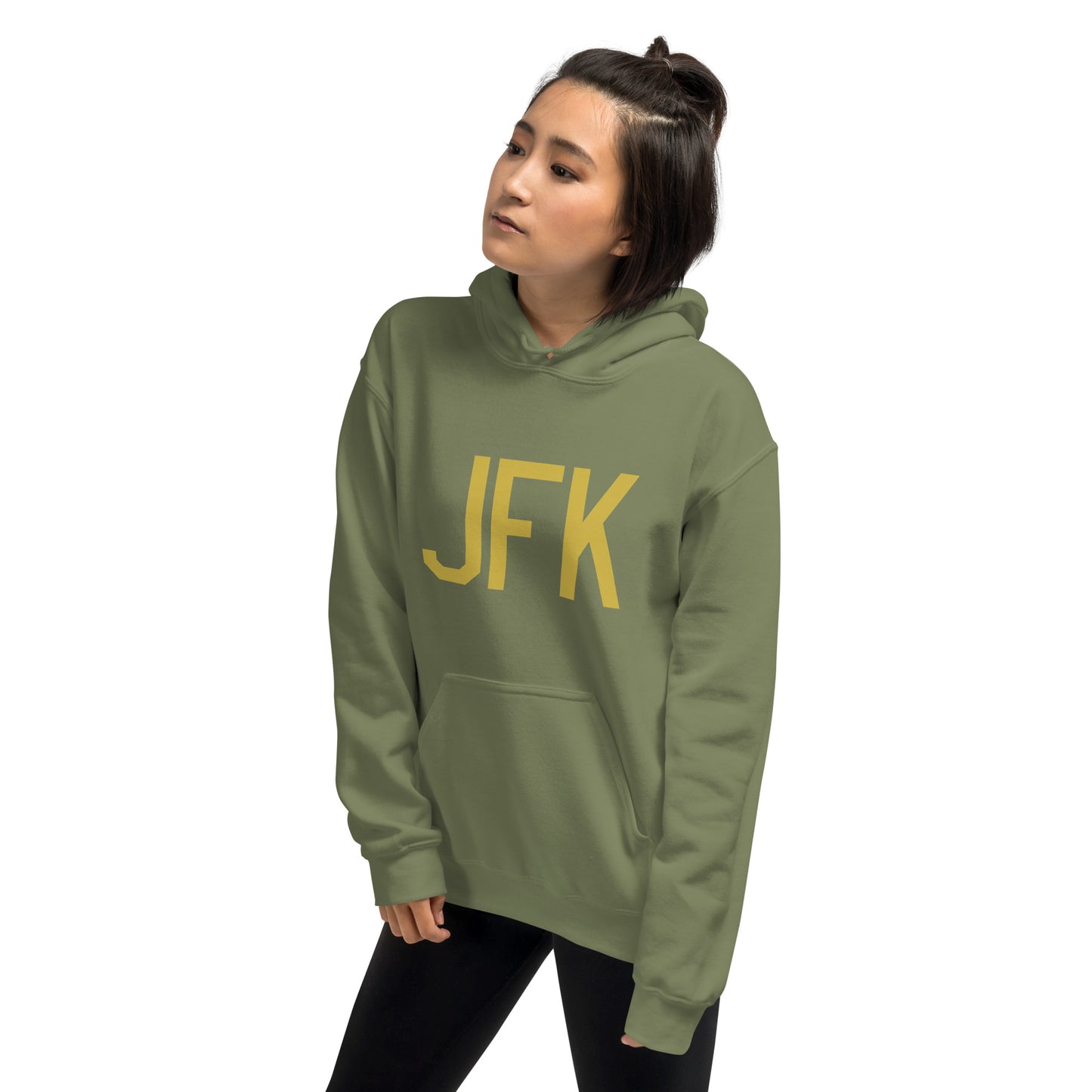 Aviation Gift Unisex Hoodie - Old Gold Graphic • JFK New York City • YHM Designs - Image 10