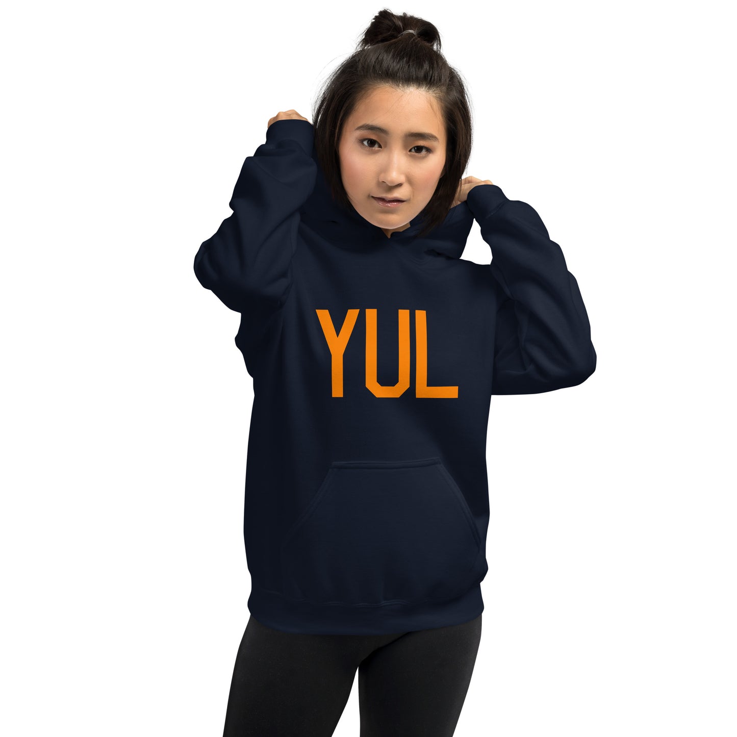 Unisex Hoodie - Orange Graphic • YUL Montreal • YHM Designs - Image 07