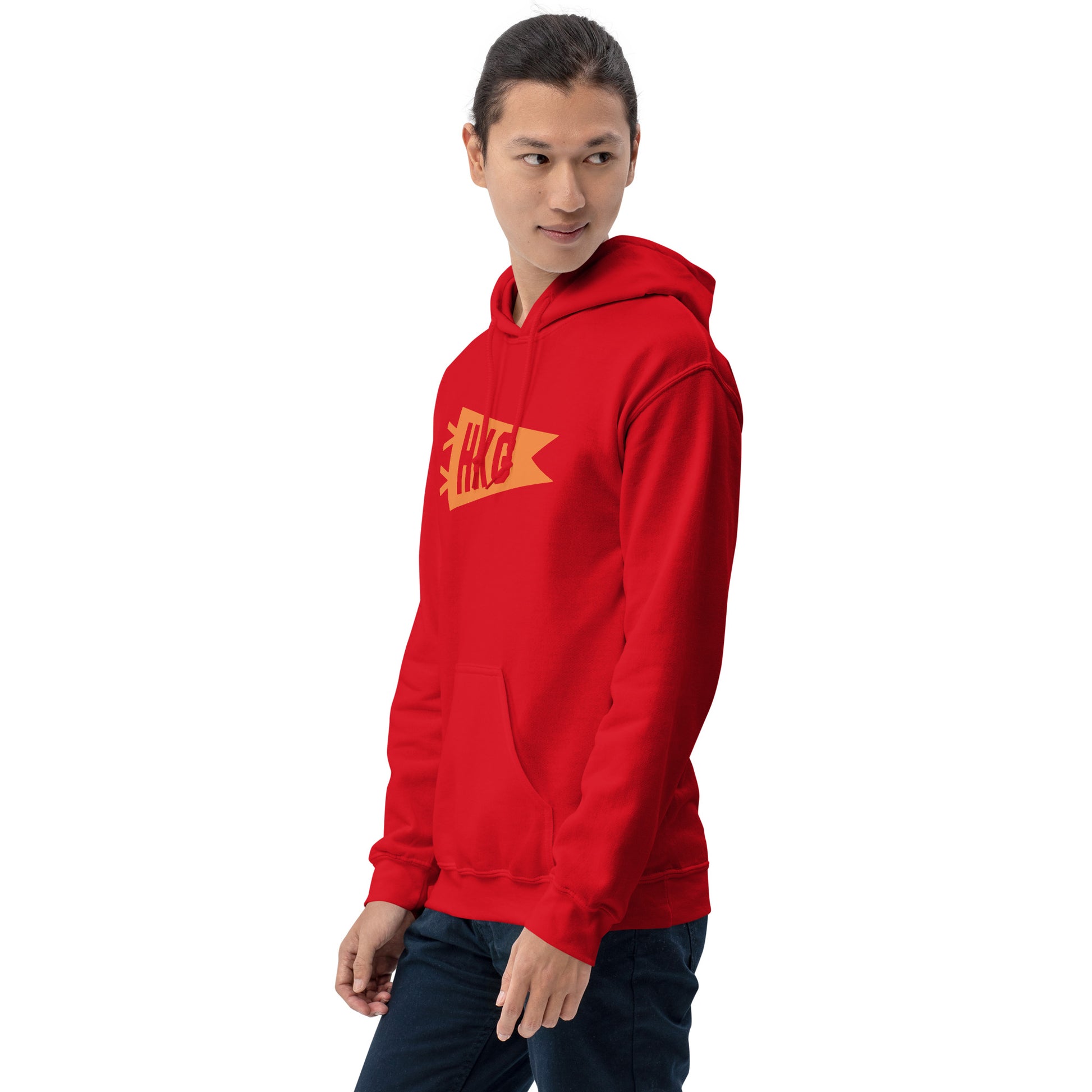 Airport Code Unisex Hoodie - Orange Graphic • HKG Hong Kong • YHM Designs - Image 10