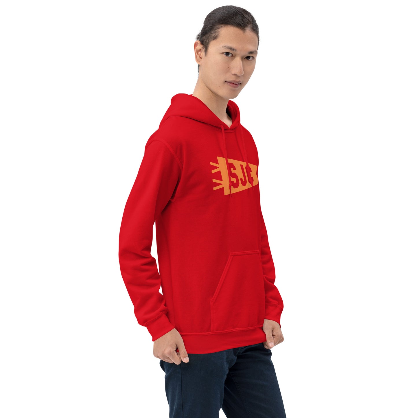 SJC San Jose Unisex Hoodie • Banner Design in Orange • YHM Designs - Image 09