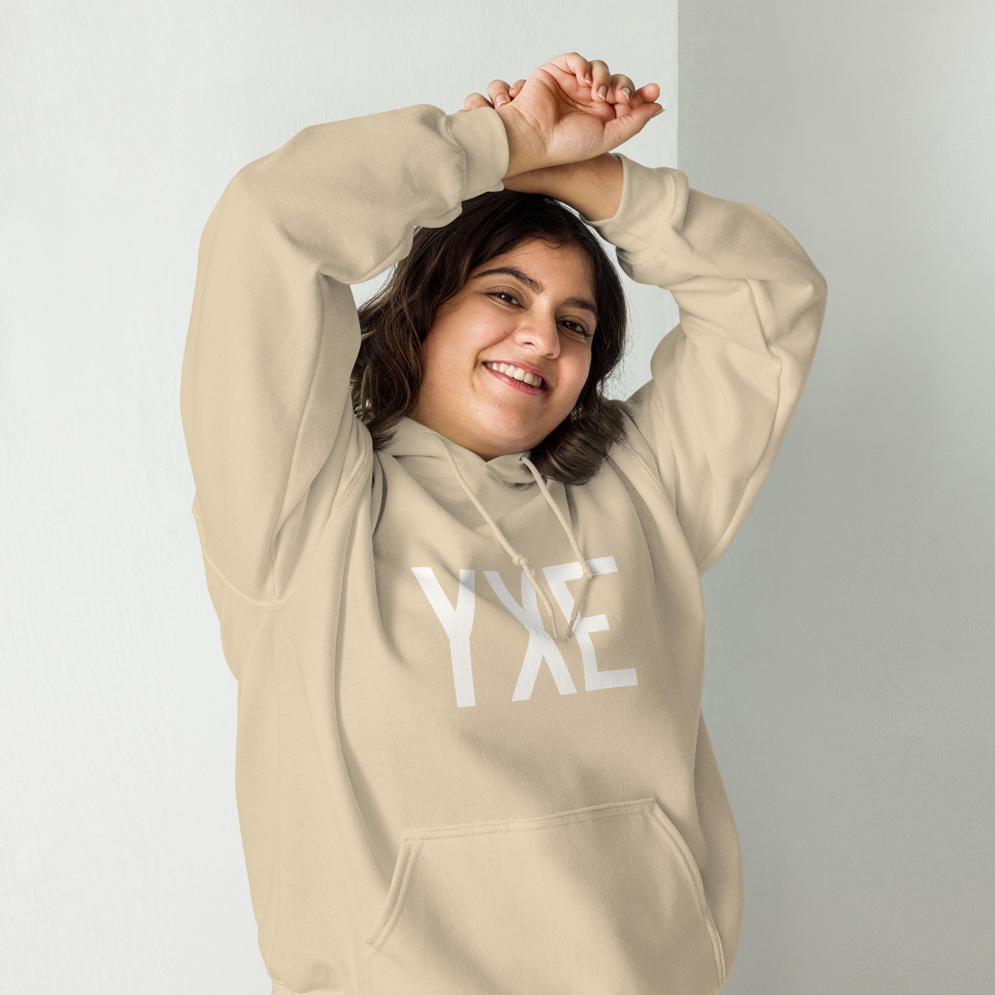 Unisex Hoodie - White Graphic • YXE Saskatoon • YHM Designs - Image 03