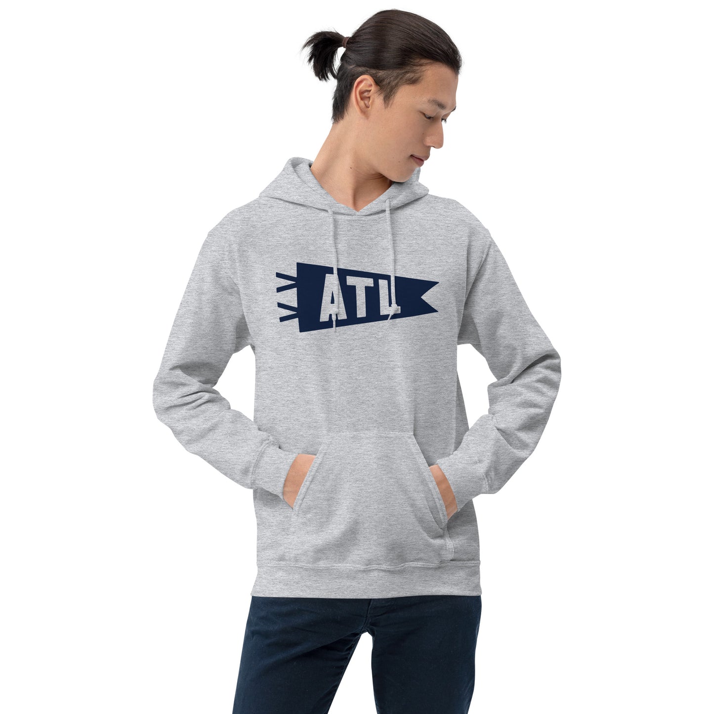 Airport Code Unisex Hoodie - Navy Blue Graphic • ATL Atlanta • YHM Designs - Image 07