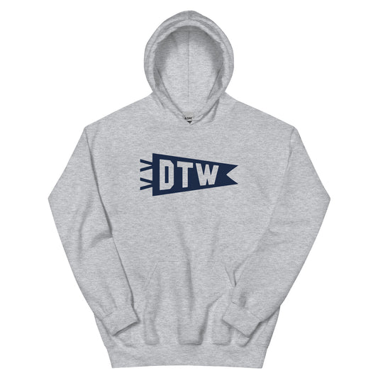 Airport Code Unisex Hoodie - Navy Blue Graphic • DTW Detroit • YHM Designs - Image 02