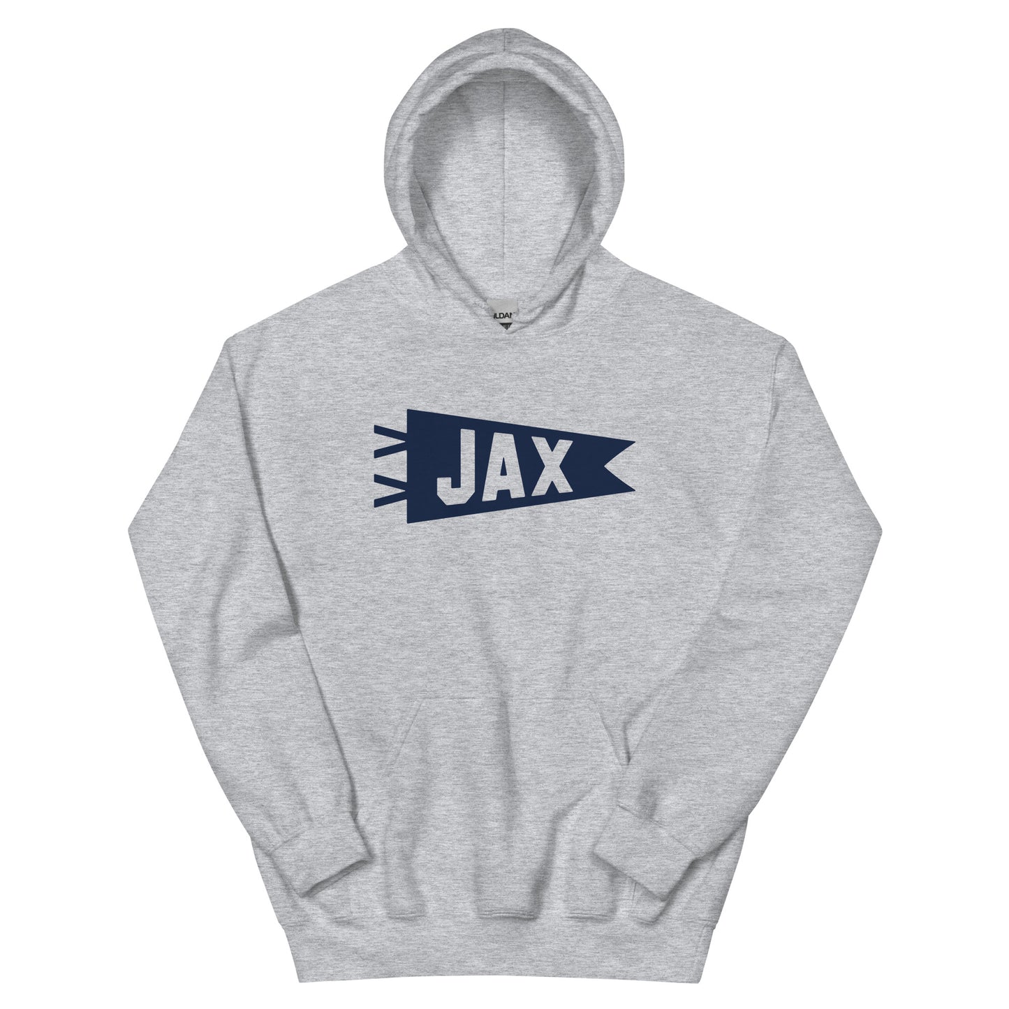 Airport Code Unisex Hoodie - Navy Blue Graphic • JAX Jacksonville • YHM Designs - Image 02