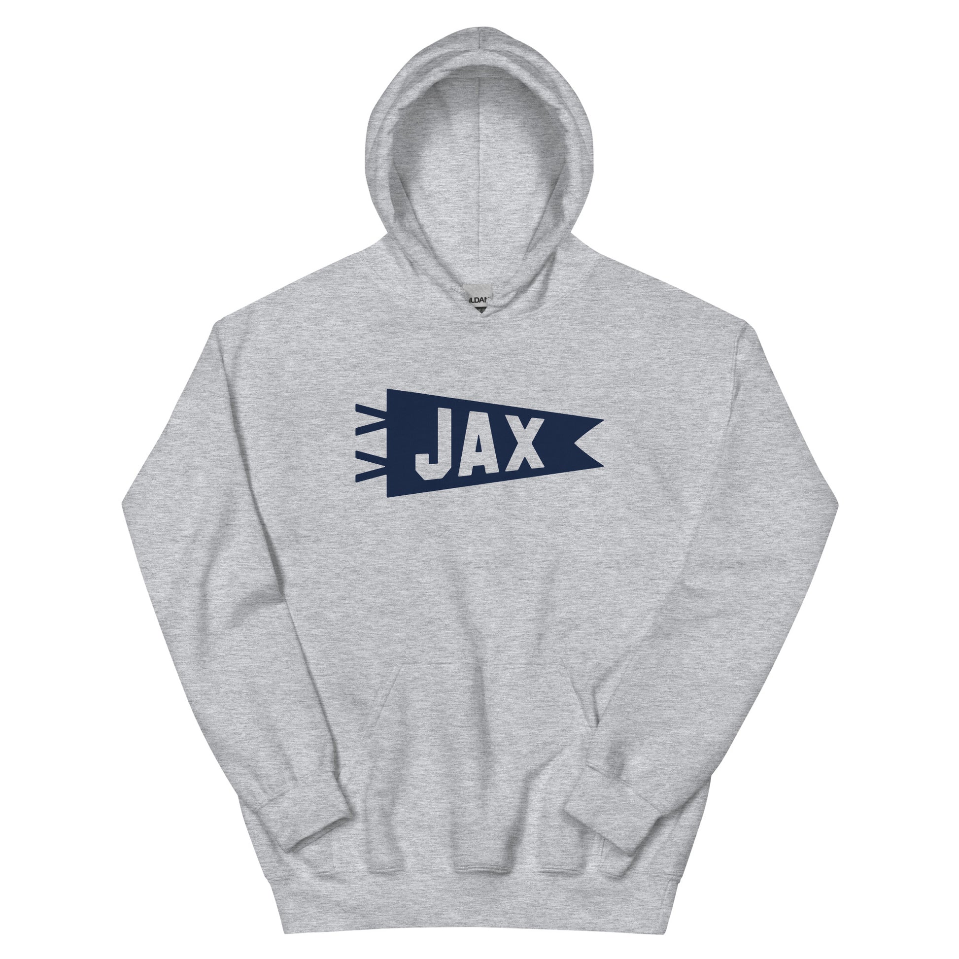 Airport Code Unisex Hoodie - Navy Blue Graphic • JAX Jacksonville • YHM Designs - Image 02