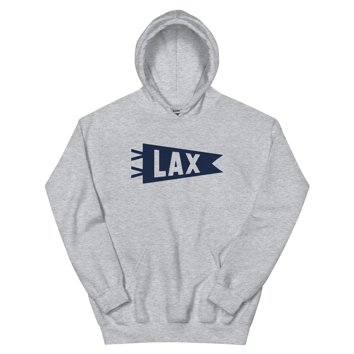 Airport Code Unisex Hoodie - Navy Blue Graphic • LAX Los Angeles • YHM Designs - Image 02