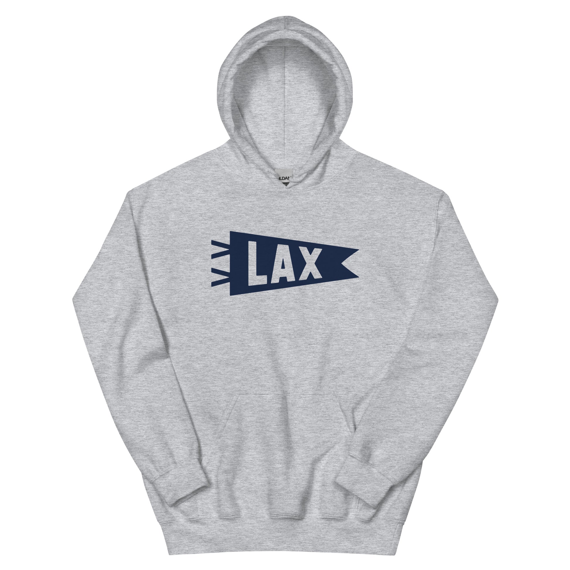 Airport Code Unisex Hoodie - Navy Blue Graphic • LAX Los Angeles • YHM Designs - Image 02