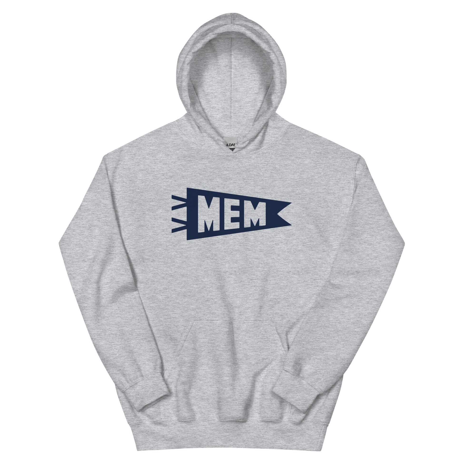 Airport Code Unisex Hoodie - Navy Blue Graphic • MEM Memphis • YHM Designs - Image 02