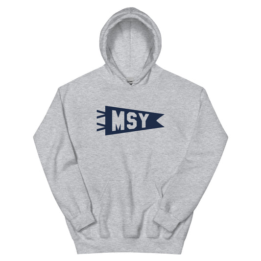 Airport Code Unisex Hoodie - Navy Blue Graphic • MSY New Orleans • YHM Designs - Image 02