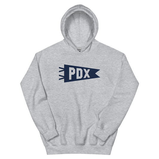 Airport Code Unisex Hoodie - Navy Blue Graphic • PDX Portland • YHM Designs - Image 02