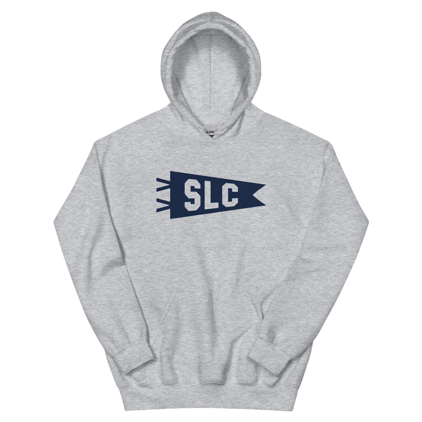 Airport Code Unisex Hoodie - Navy Blue Graphic • SLC Salt Lake City • YHM Designs - Image 02