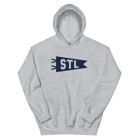 Airport Code Unisex Hoodie - Navy Blue Graphic • STL St. Louis • YHM Designs - Image 02