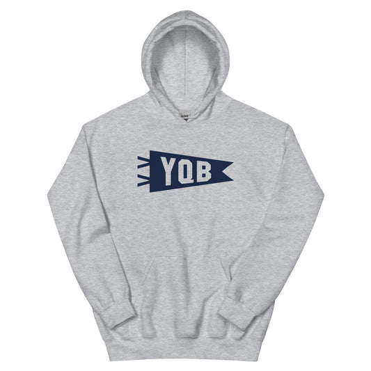 Airport Code Unisex Hoodie - Navy Blue Graphic • YQB Quebec City • YHM Designs - Image 02