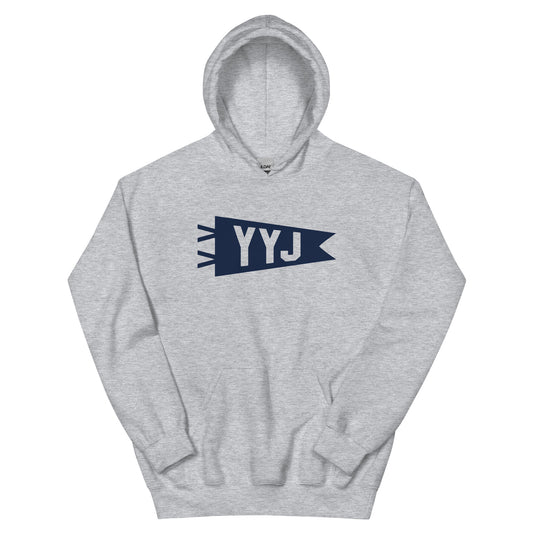 Airport Code Unisex Hoodie - Navy Blue Graphic • YYJ Victoria • YHM Designs - Image 02