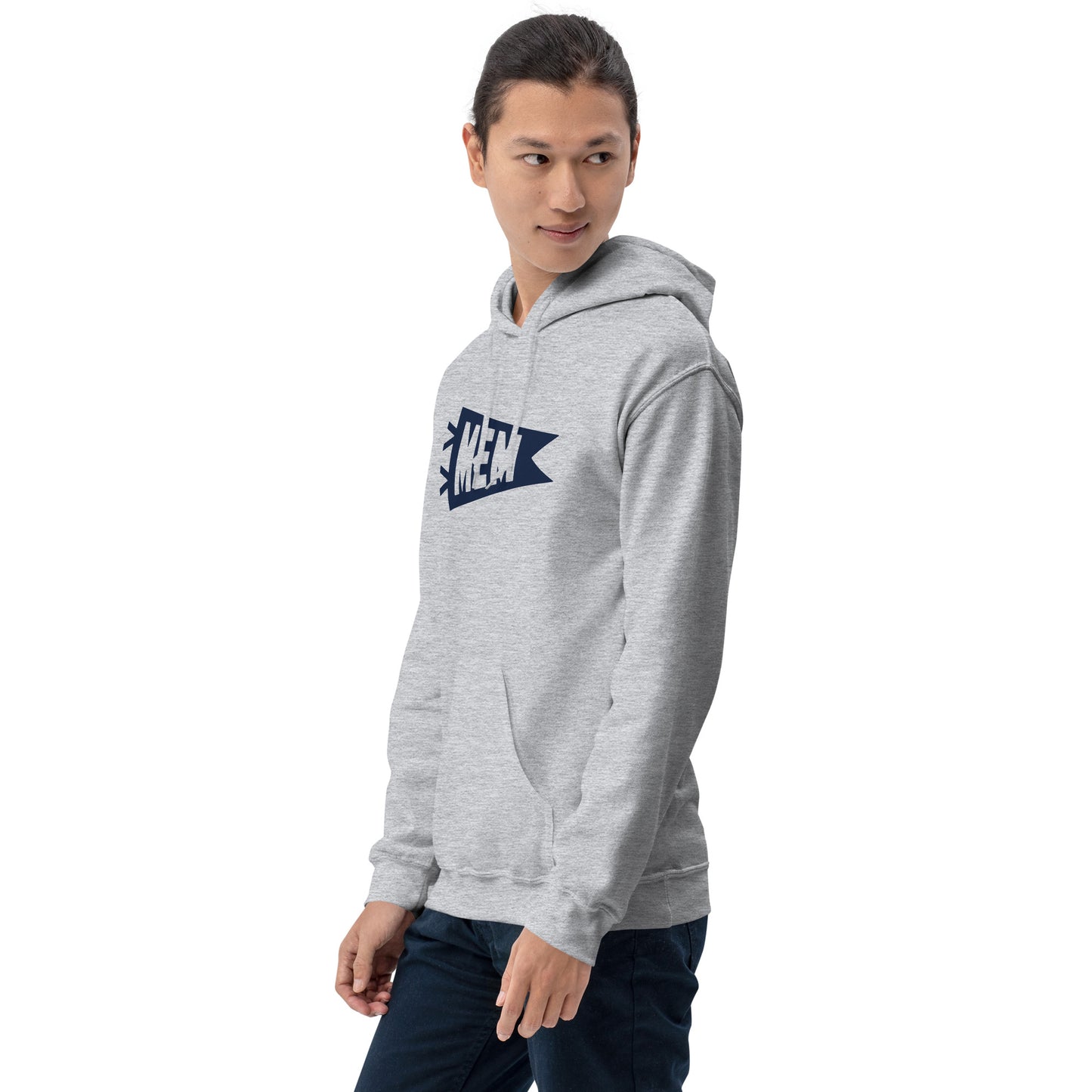 Airport Code Unisex Hoodie - Navy Blue Graphic • MEM Memphis • YHM Designs - Image 10