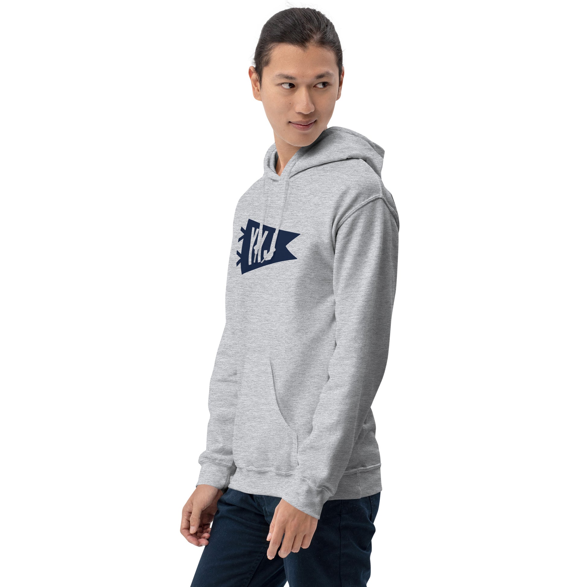Airport Code Unisex Hoodie - Navy Blue Graphic • YYJ Victoria • YHM Designs - Image 10