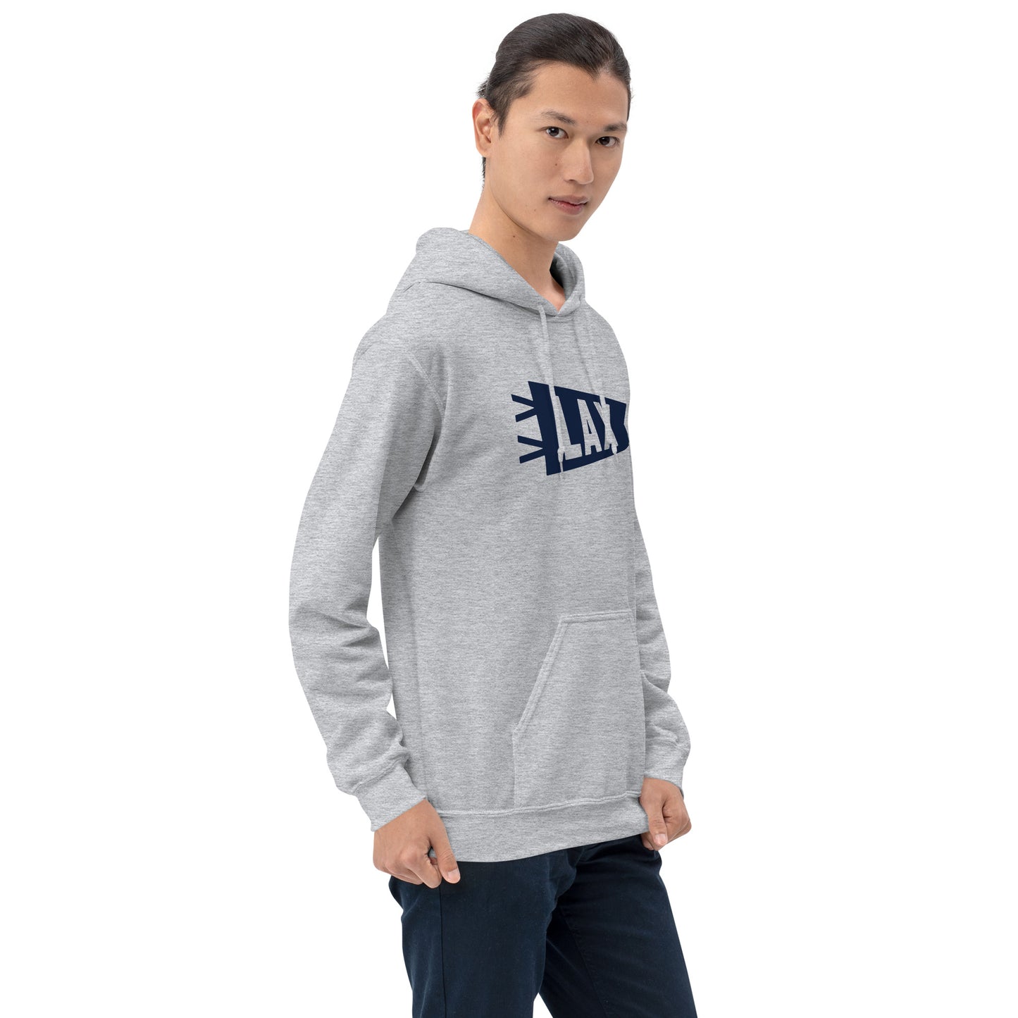 Airport Code Unisex Hoodie - Navy Blue Graphic • LAX Los Angeles • YHM Designs - Image 09