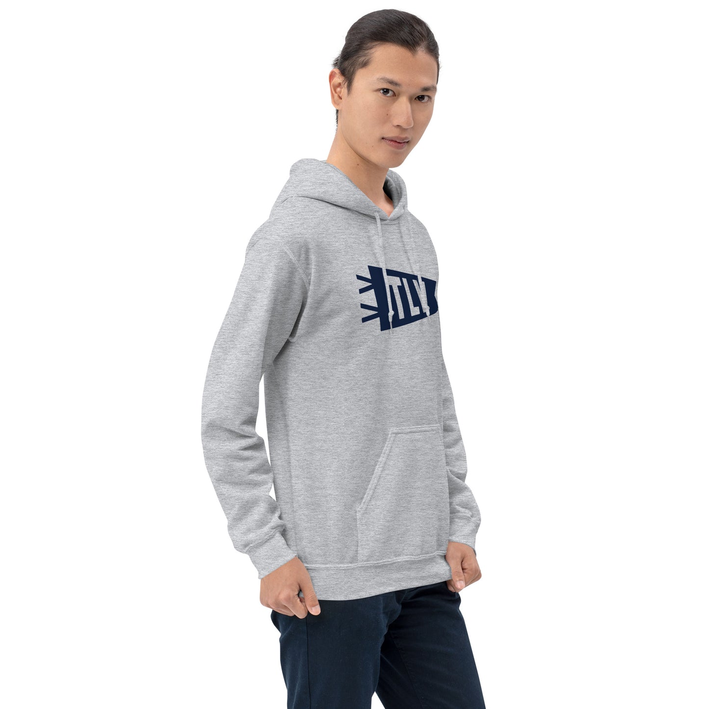 Airport Code Unisex Hoodie - Navy Blue Graphic • TLV Tel Aviv • YHM Designs - Image 09