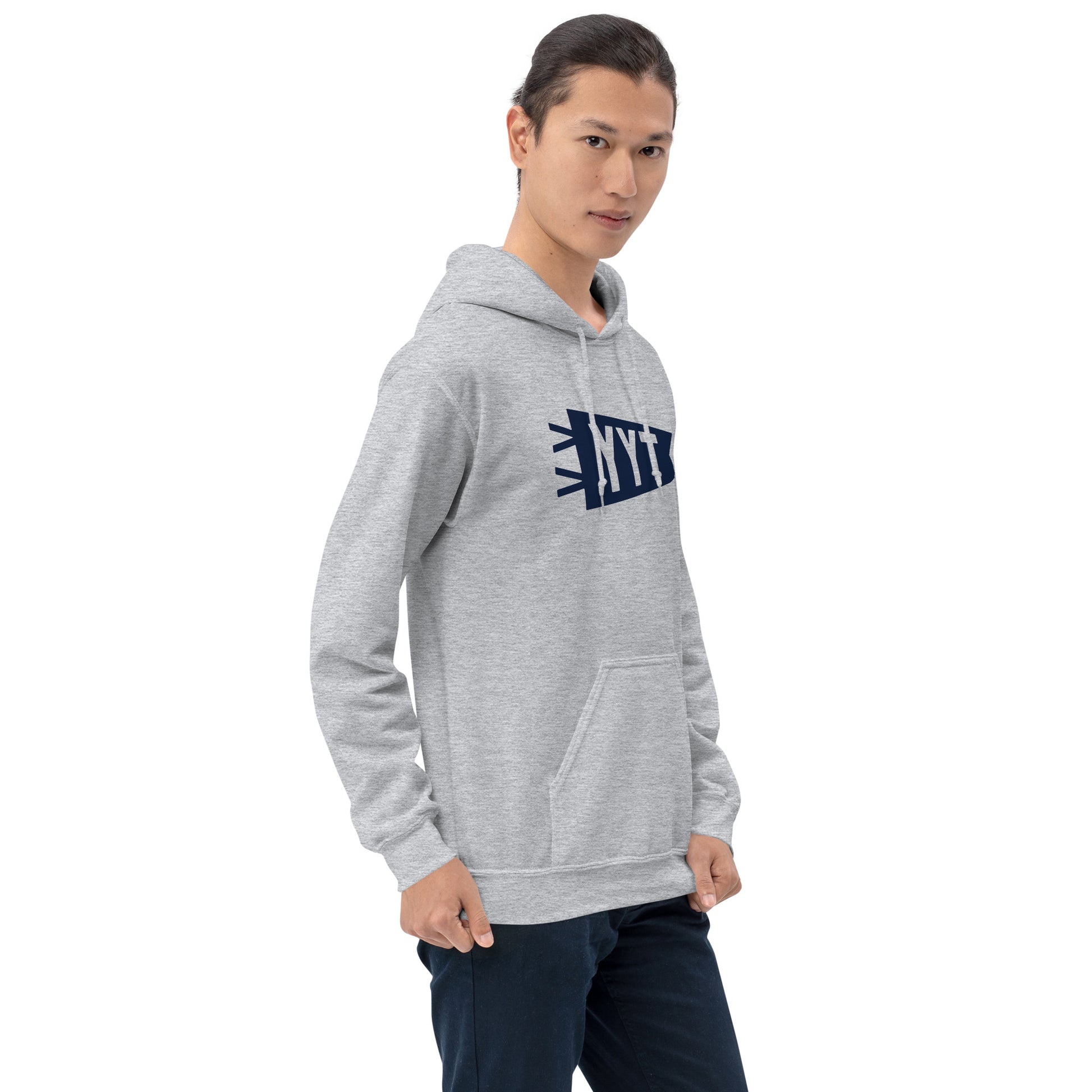 Airport Code Unisex Hoodie - Navy Blue Graphic • YYT St. John's • YHM Designs - Image 09