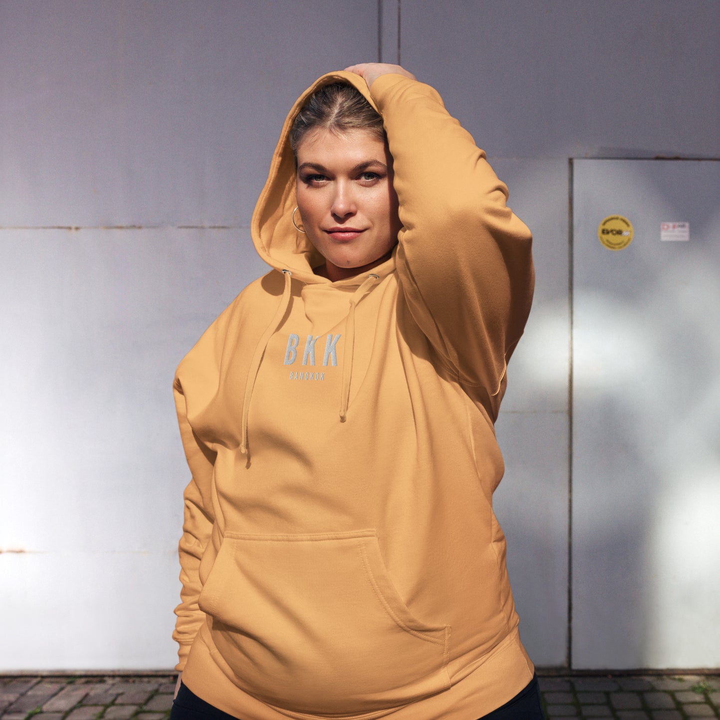 Embroidered Midweight Hoodie - White • BKK Bangkok • YHM Designs - Image 02