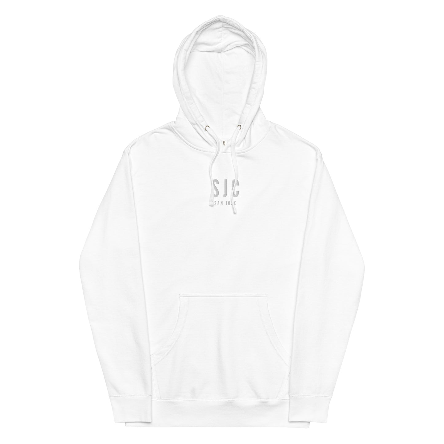 SJC San Jose Midweight Hoodie • Airport Code & City Name in White • YHM Designs - Image 18