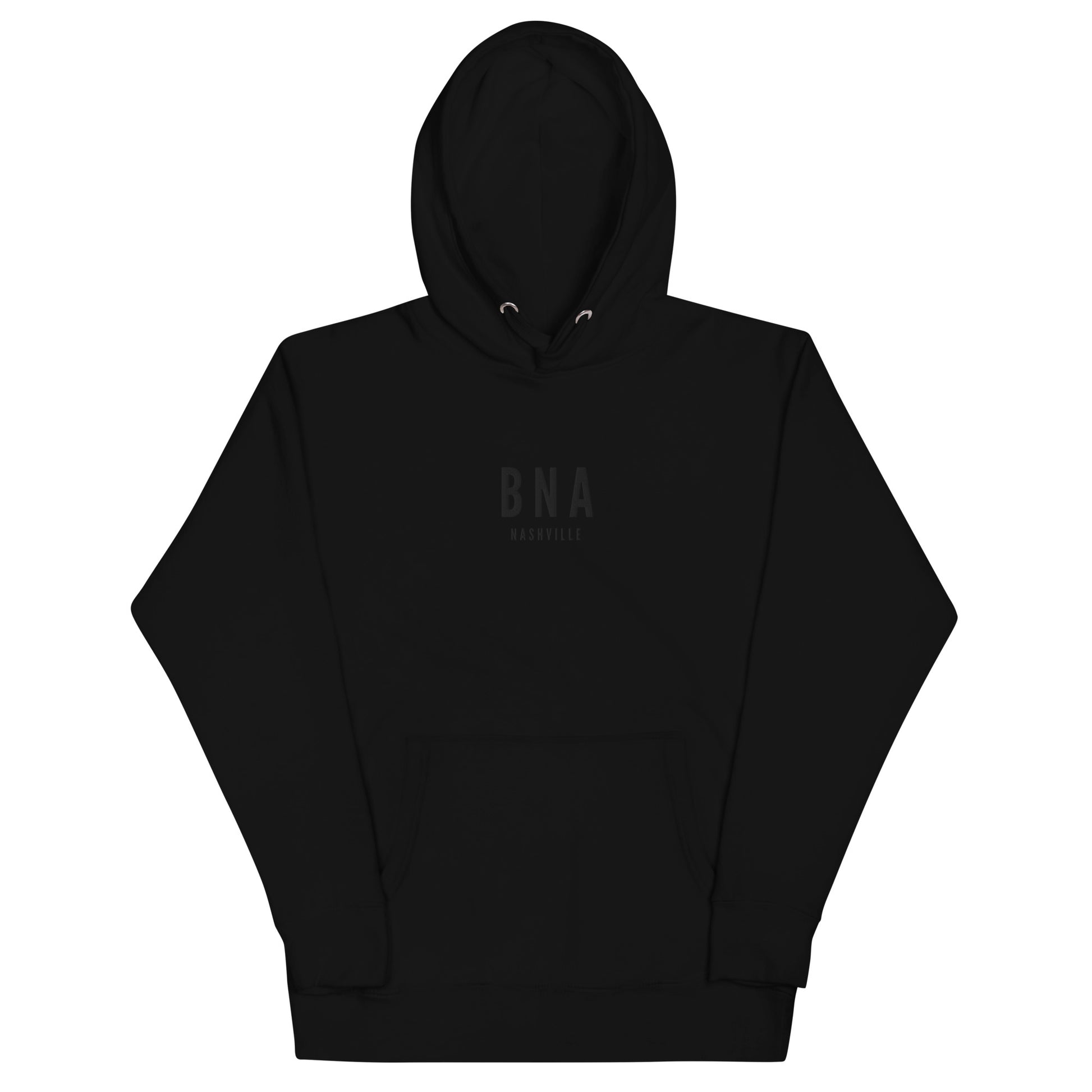 BNA Nashville Premium Hoodie • Monochrome with Airport Code & City Name • YHM Designs - Image 08