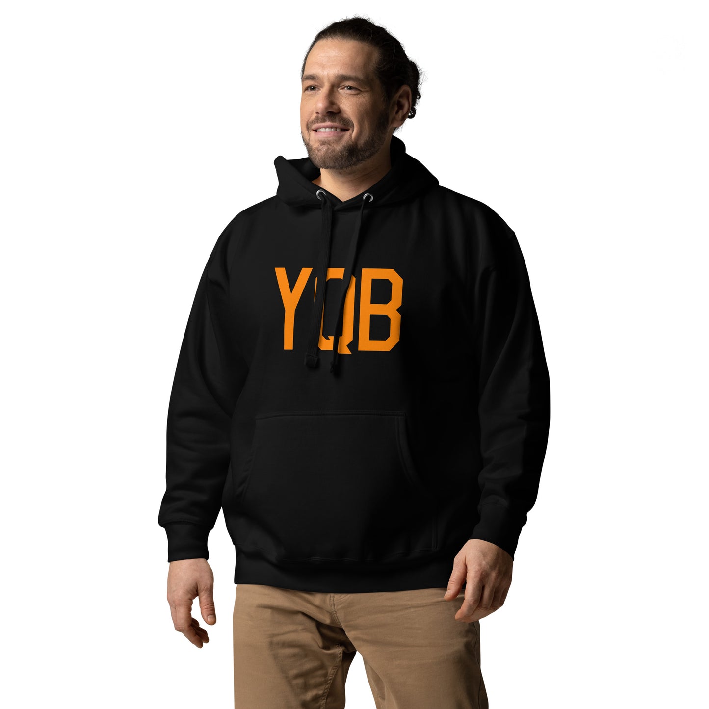 Premium Hoodie - Orange Graphic • YQB Quebec City • YHM Designs - Image 02