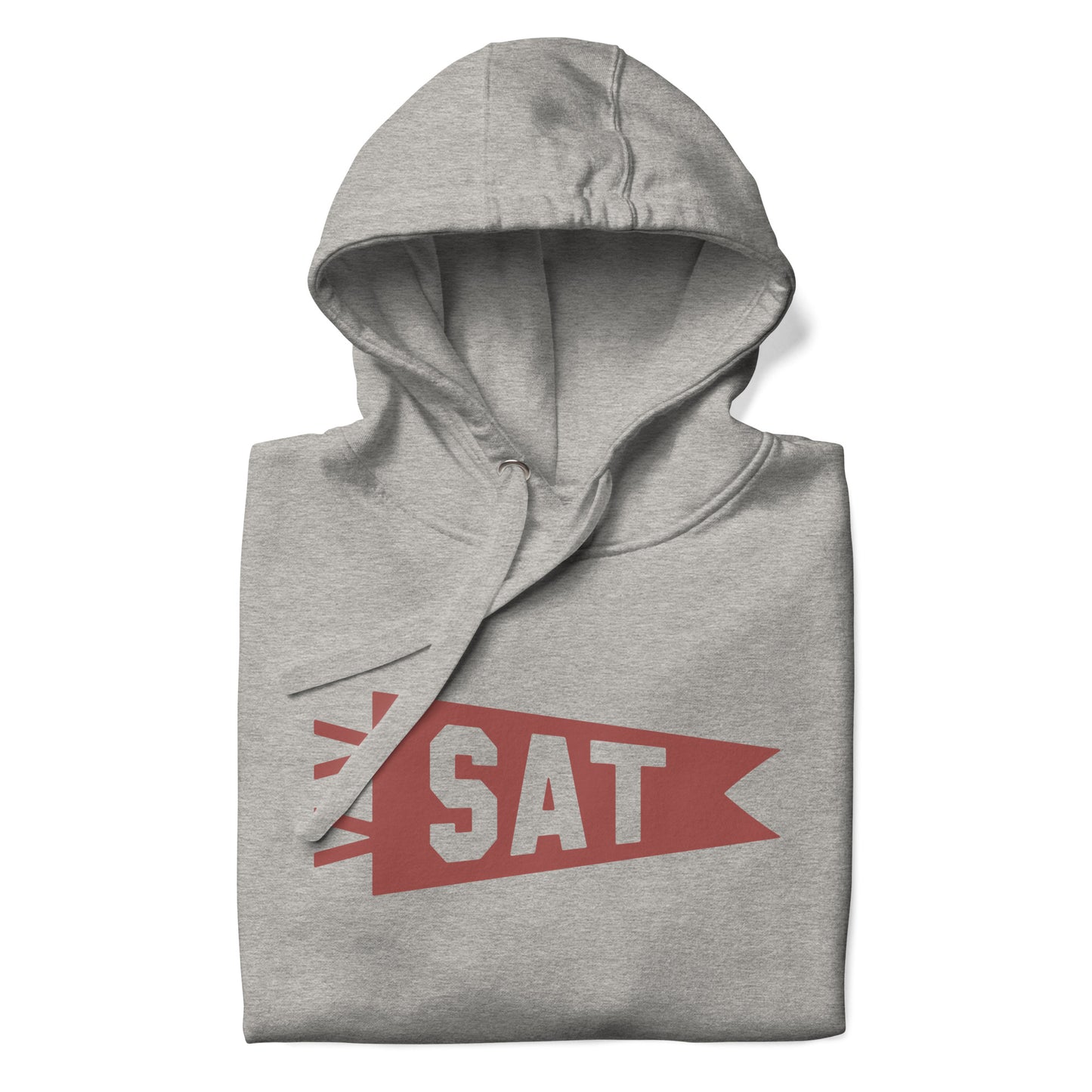 SAT San Antonio Premium Hoodie • Banner Design in Terracotta Red • YHM Designs - Image 08