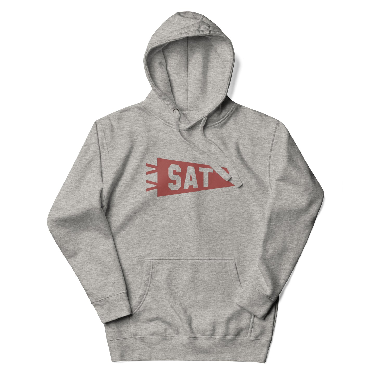 SAT San Antonio Premium Hoodie • Banner Design in Terracotta Red • YHM Designs - Image 11