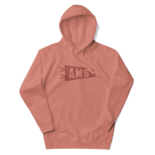 Airport Code Premium Hoodie - Terracotta Graphic • AMS Amsterdam • YHM Designs - Image 01