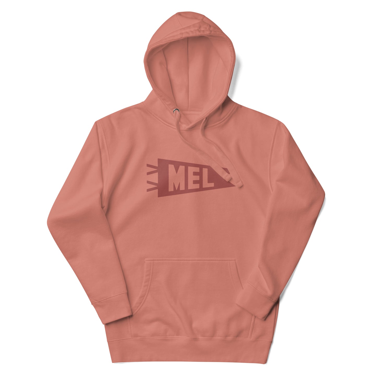 Airport Code Premium Hoodie - Terracotta Graphic • MEL Melbourne • YHM Designs - Image 01