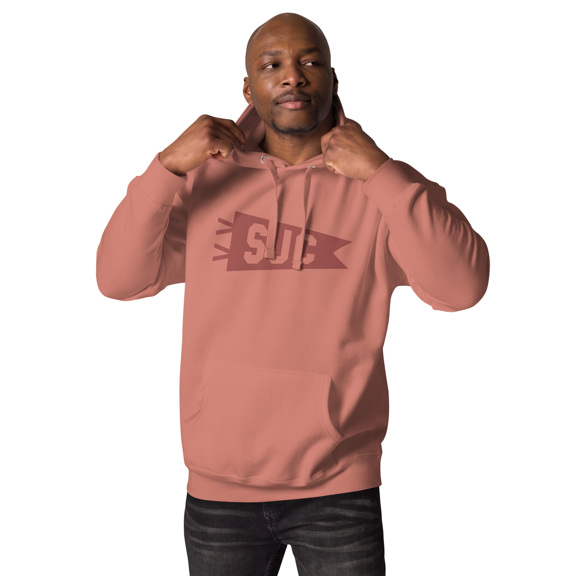 SJC San Jose Premium Hoodie • Banner Design in Terracotta Red • YHM Designs - Image 04