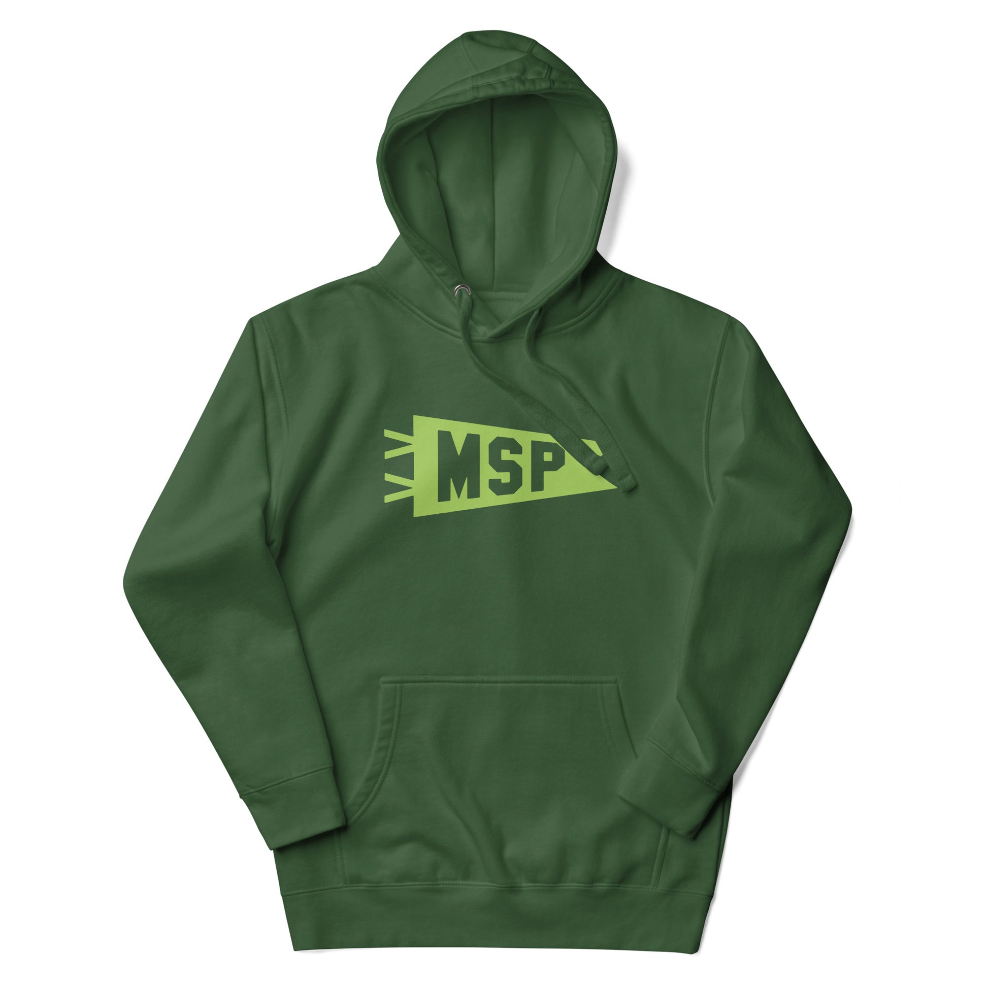 Airport Code Premium Hoodie - Green Graphic • MSP Minneapolis • YHM Designs - Image 01