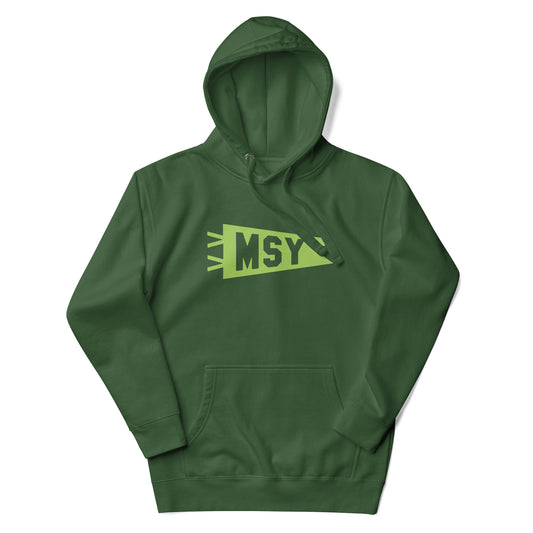 Airport Code Premium Hoodie - Green Graphic • MSY New Orleans • YHM Designs - Image 01