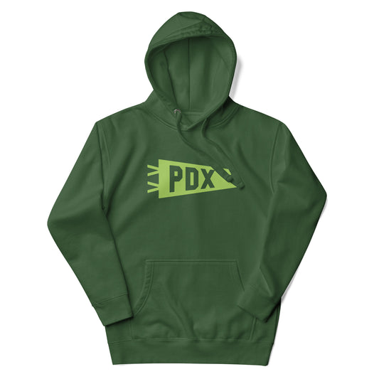 Airport Code Premium Hoodie - Green Graphic • PDX Portland • YHM Designs - Image 01