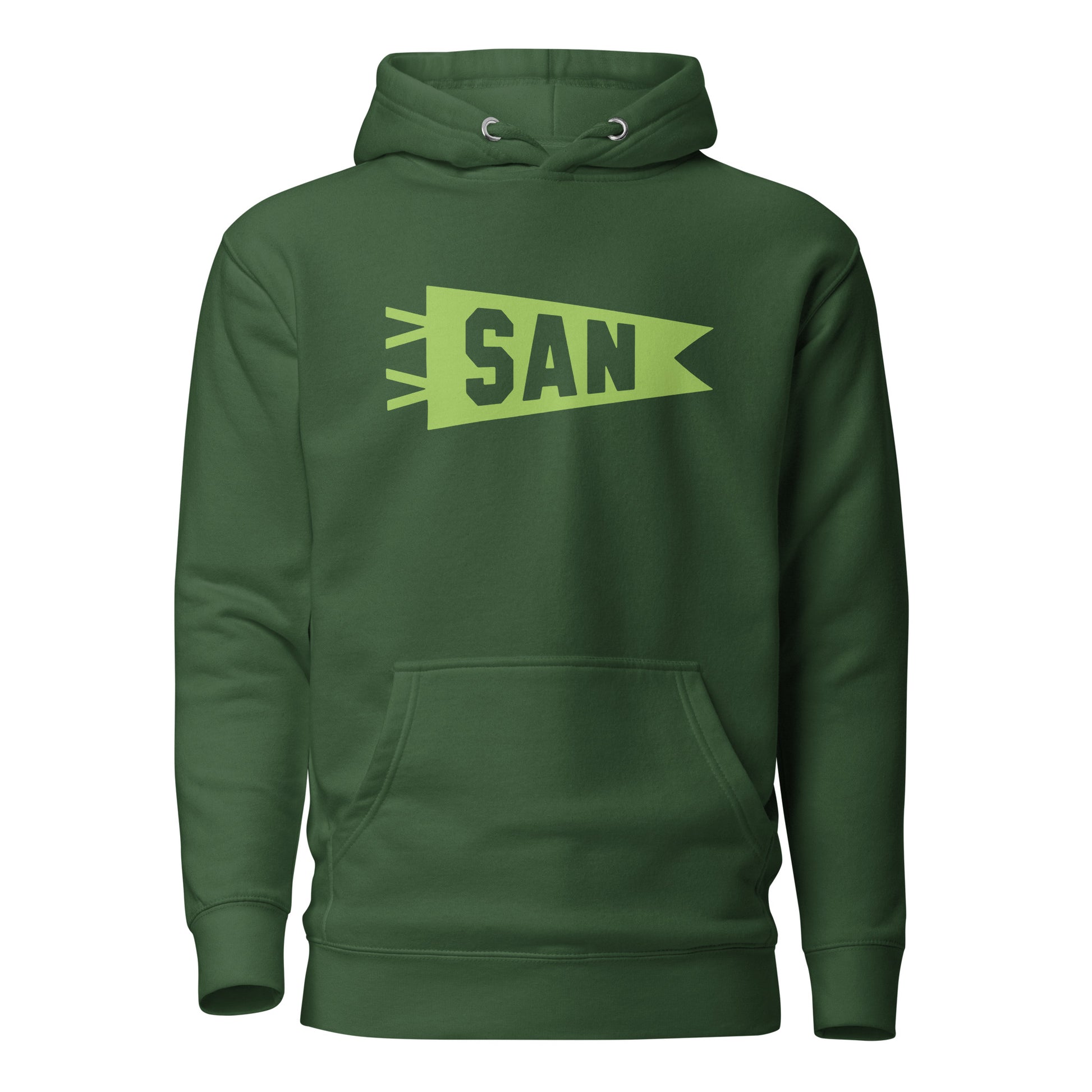 Airport Code Premium Hoodie - Green Graphic • SAN San Diego • YHM Designs - Image 07