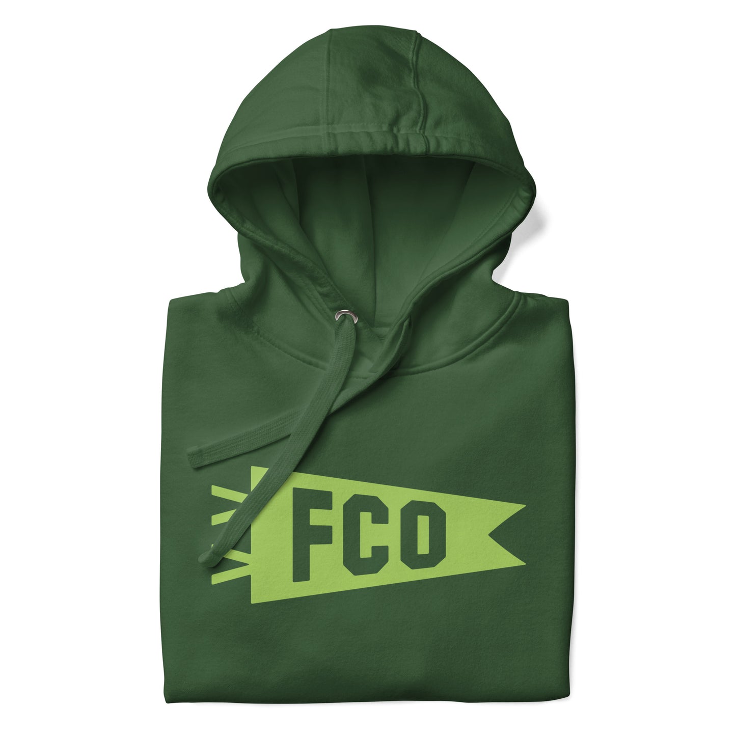 Airport Code Premium Hoodie - Green Graphic • FCO Rome • YHM Designs - Image 08
