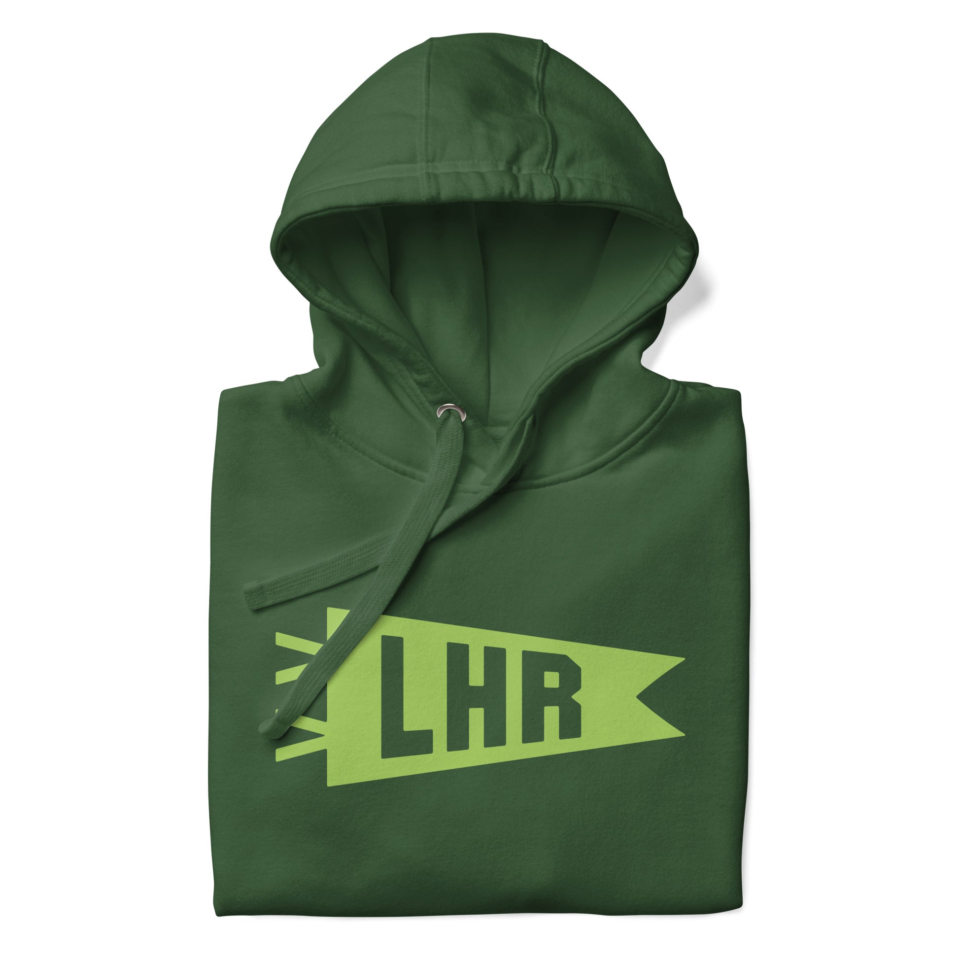Airport Code Premium Hoodie - Green Graphic • LHR London • YHM Designs - Image 08