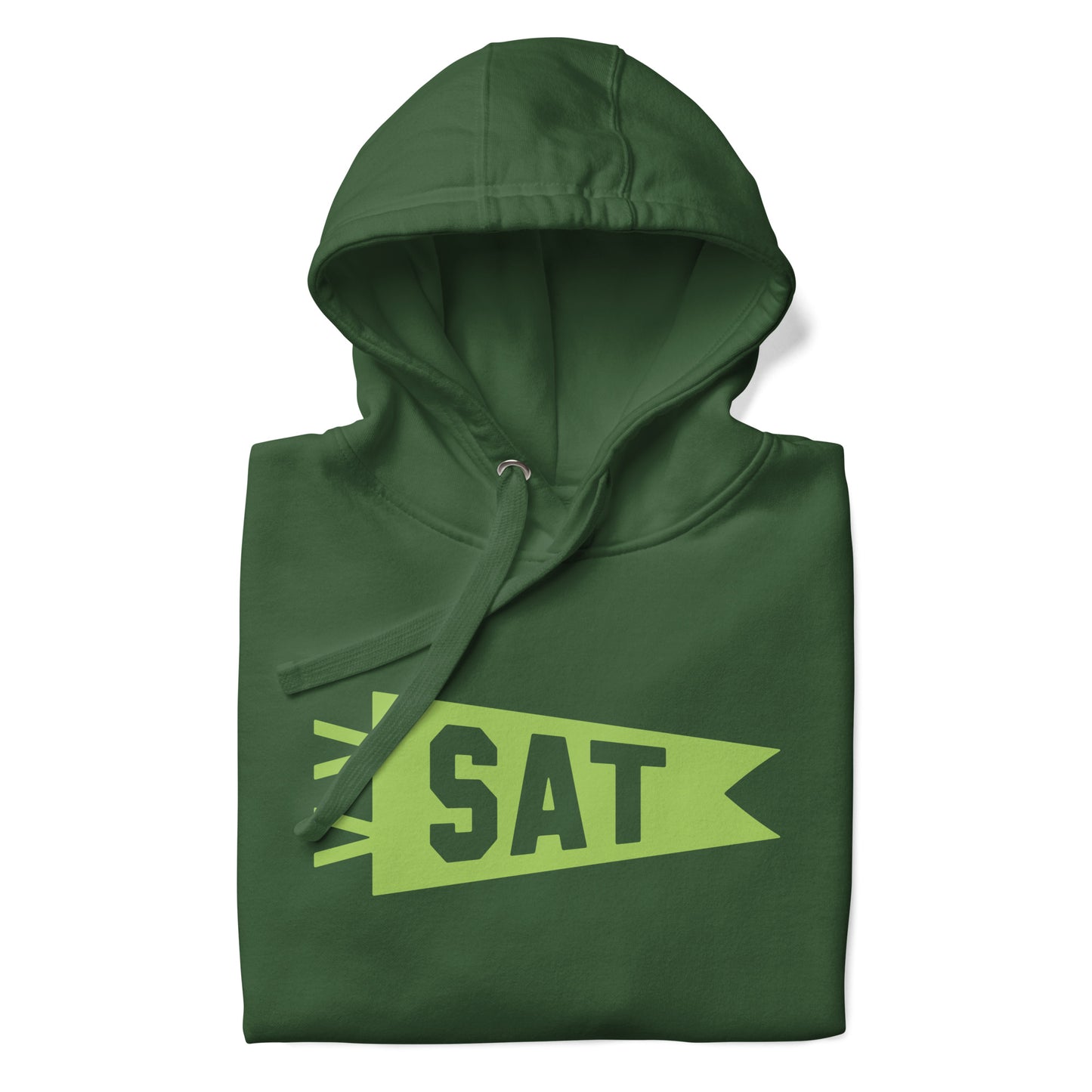 Airport Code Premium Hoodie - Green Graphic • SAT San Antonio • YHM Designs - Image 08