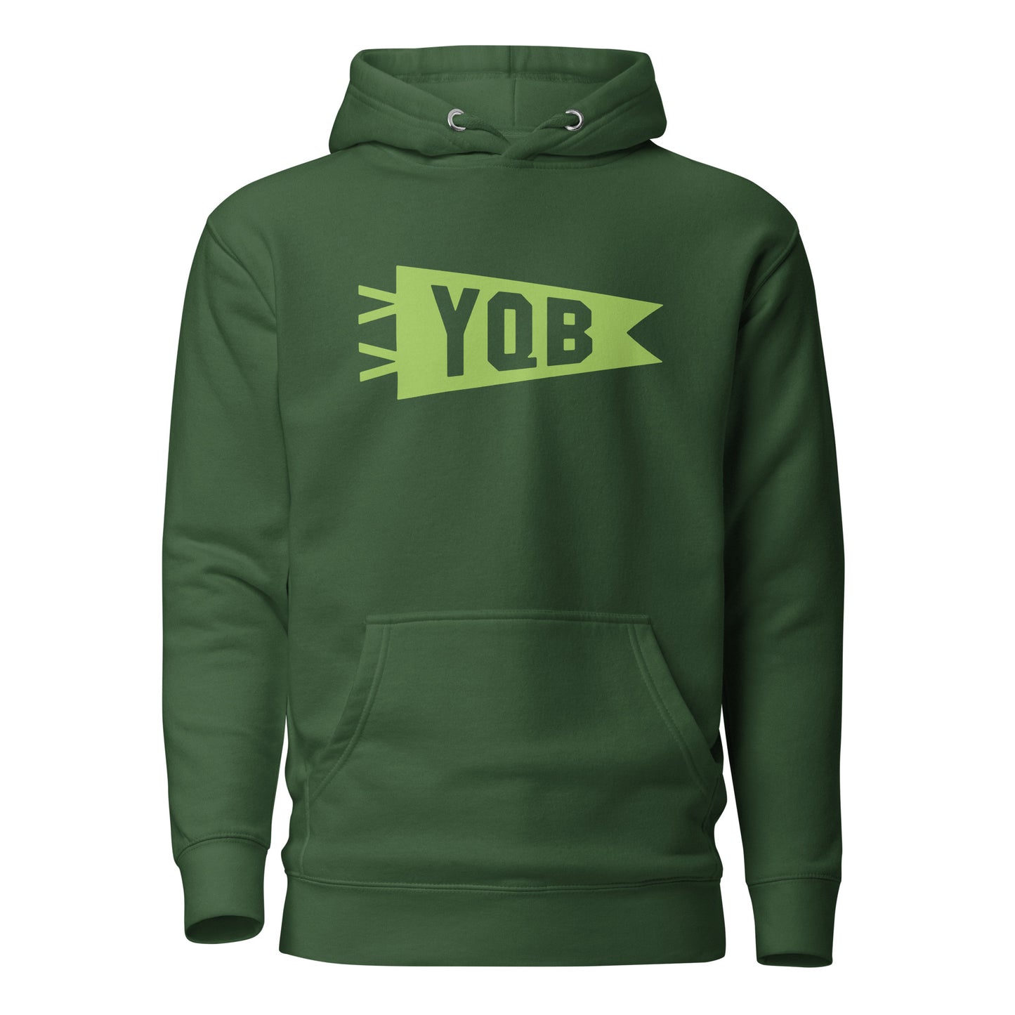 Airport Code Premium Hoodie - Green Graphic • YQB Quebec City • YHM Designs - Image 07