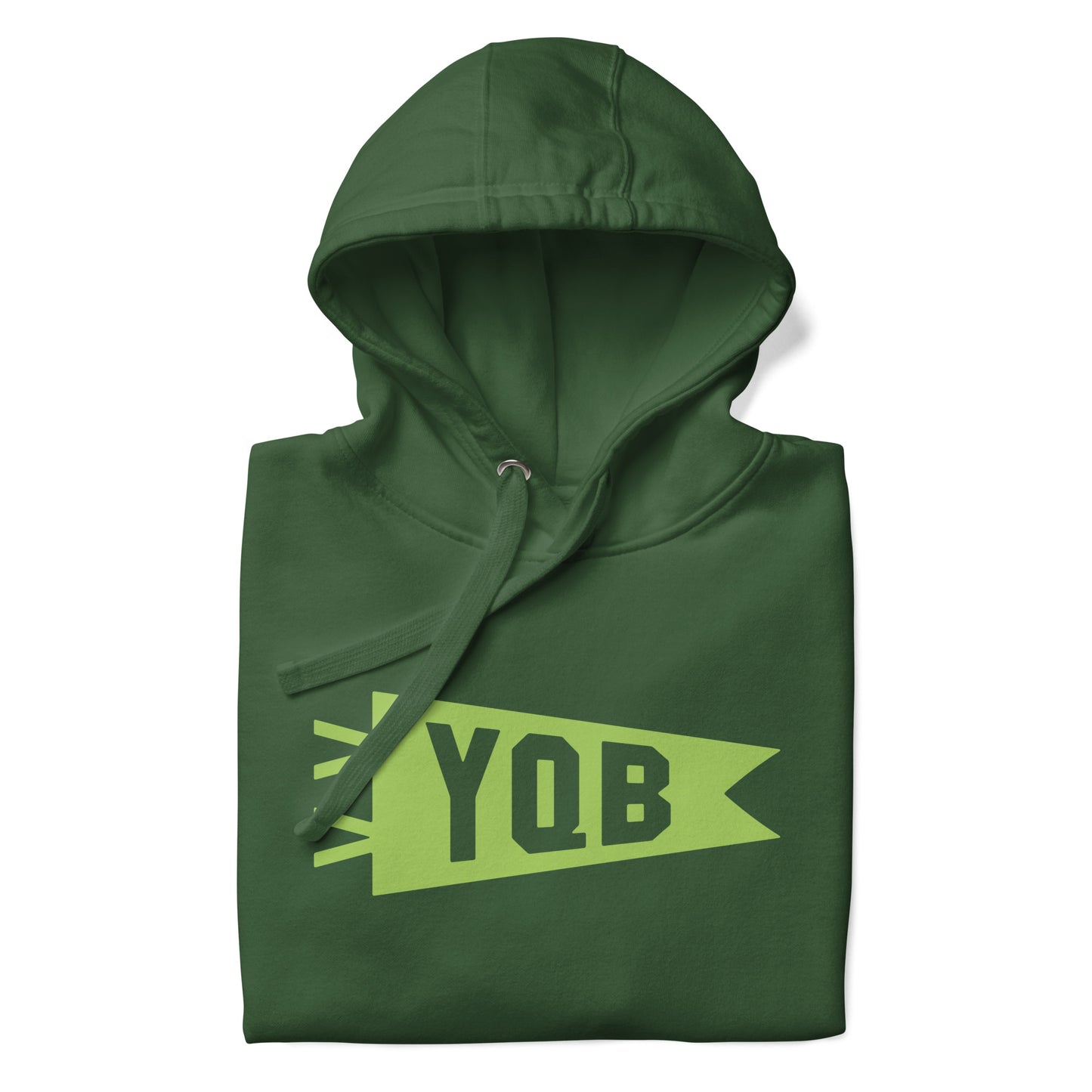 Airport Code Premium Hoodie - Green Graphic • YQB Quebec City • YHM Designs - Image 08