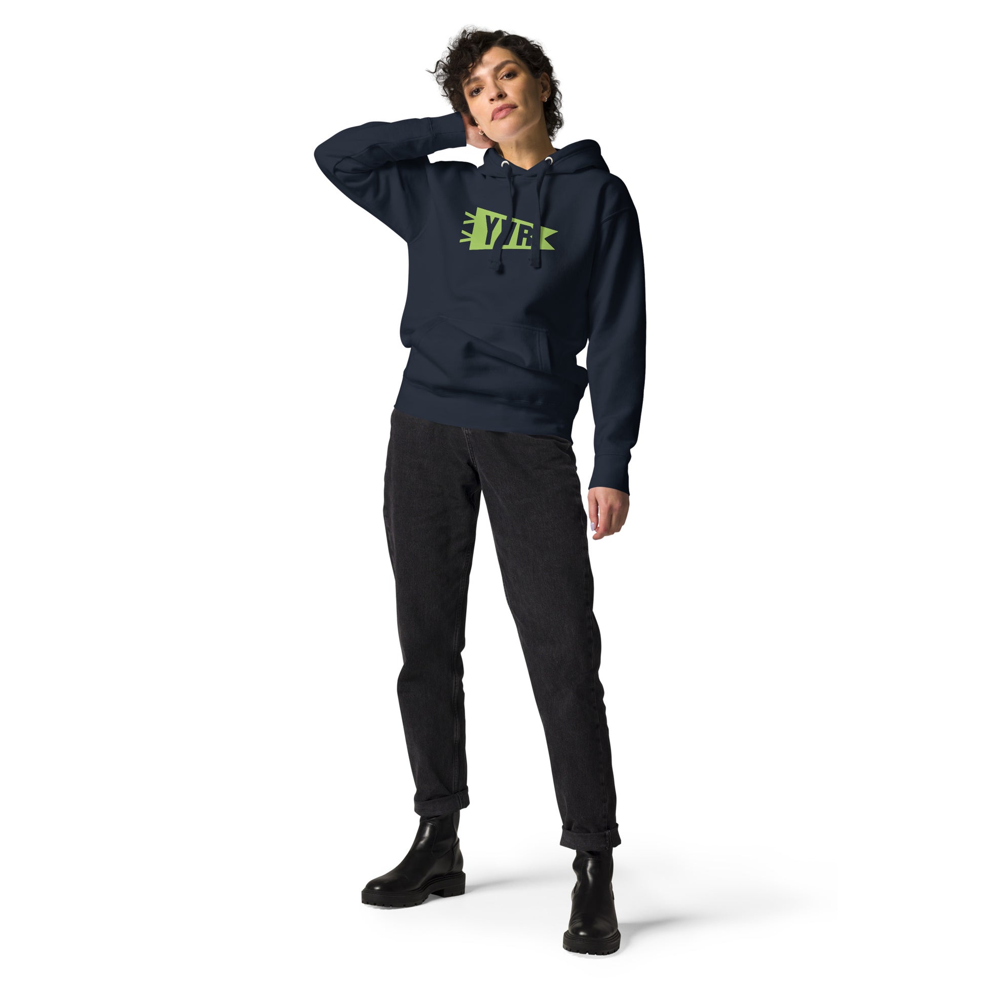 Airport Code Premium Hoodie - Green Graphic • YVR Vancouver • YHM Designs - Image 03