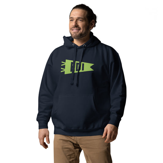 Airport Code Premium Hoodie - Green Graphic • EDI Edinburgh • YHM Designs - Image 02