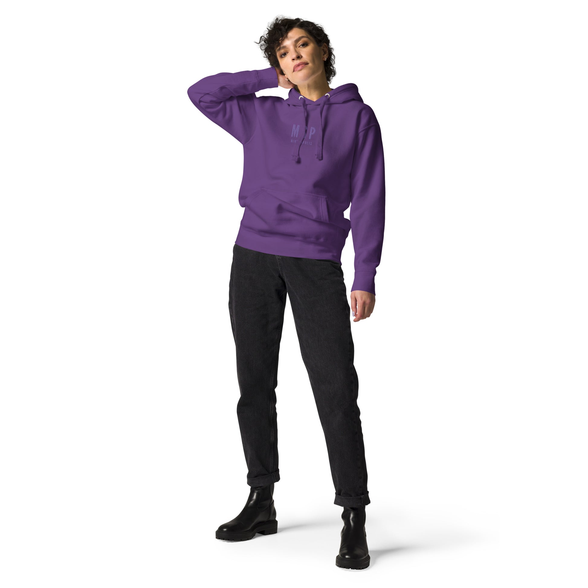 Embroidered Premium Hoodie - Monochrome • MSP Minneapolis • YHM Designs - Image 03